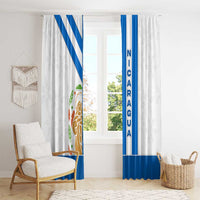 Nicaragua Cultural Art Window Curtain with Blue White Stripes and Indigenous Motif Design - Wonder Print Shop