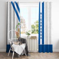 Nicaragua Cultural Art Window Curtain with Blue White Stripes and Indigenous Motif Design - Wonder Print Shop