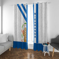 Nicaragua Cultural Art Window Curtain with Blue White Stripes and Indigenous Motif Design - Wonder Print Shop