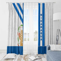Nicaragua Cultural Art Window Curtain with Blue White Stripes and Indigenous Motif Design - Wonder Print Shop