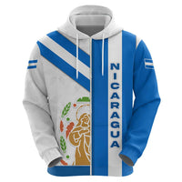 Nicaragua Cultural Art Zip Hoodie with Blue White Stripes and Indigenous Motif Design - Wonder Print Shop