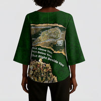 Montford Point Marines Not Above You Kimono Sleeve Blouse Iwo Jima Military Map Camouflage Vintage Art