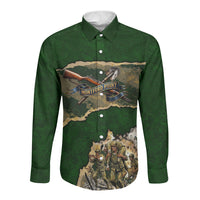 Montford Point Marines Not Above You Long Sleeve Button Shirt Iwo Jima Military Map Camouflage Vintage Art