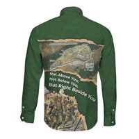 Montford Point Marines Not Above You Long Sleeve Button Shirt Iwo Jima Military Map Camouflage Vintage Art