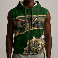 Montford Point Marines Not Above You Sleeveless Zip Hoodie Iwo Jima Military Map Camouflage Vintage Art