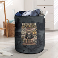 French Bulldog Tiny Body Major Attitude Laundry Basket Urban Streetwear Cool Frenchie Mascot Art