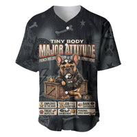 French Bulldog Tiny Body Major Attitude Baseball Jersey Urban Streetwear Cool Frenchie Mascot Art