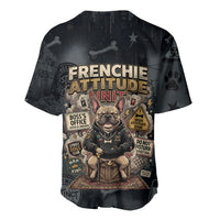 French Bulldog Tiny Body Major Attitude Baseball Jersey Urban Streetwear Cool Frenchie Mascot Art