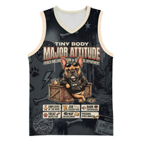 French Bulldog Tiny Body Major Attitude Basketball Jersey Urban Streetwear Cool Frenchie Mascot Art