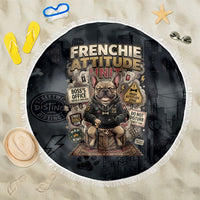 French Bulldog Tiny Body Major Attitude Beach Blanket Urban Streetwear Cool Frenchie Mascot Art