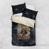 French Bulldog Tiny Body Major Attitude Bedding Set Urban Streetwear Cool Frenchie Mascot Art
