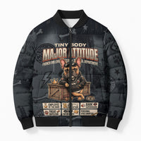 French Bulldog Tiny Body Major Attitude Bomber Puffer Jacket Urban Streetwear Cool Frenchie Mascot Art