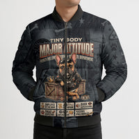 French Bulldog Tiny Body Major Attitude Bomber Puffer Jacket Urban Streetwear Cool Frenchie Mascot Art