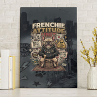 French Bulldog Tiny Body Major Attitude Canvas Wall Art Urban Streetwear Cool Frenchie Mascot Art
