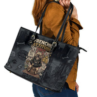 French Bulldog Tiny Body Major Attitude Leather Tote Bag Urban Streetwear Cool Frenchie Mascot Art