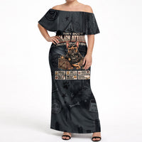 French Bulldog Tiny Body Major Attitude Off Shoulder Maxi Dress Urban Streetwear Cool Frenchie Mascot Art