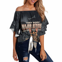 French Bulldog Tiny Body Major Attitude Off Shoulder Wrap Waist Top Urban Streetwear Cool Frenchie Mascot Art