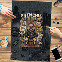 French Bulldog Tiny Body Major Attitude Puzzle Urban Streetwear Cool Frenchie Mascot Art