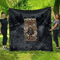 French Bulldog Tiny Body Major Attitude Quilt Urban Streetwear Cool Frenchie Mascot Art
