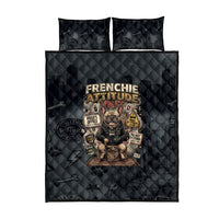 French Bulldog Tiny Body Major Attitude Quilt Bed Set Urban Streetwear Cool Frenchie Mascot Art