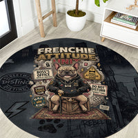 French Bulldog Tiny Body Major Attitude Round Carpet Urban Streetwear Cool Frenchie Mascot Art