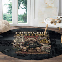 French Bulldog Tiny Body Major Attitude Round Carpet Urban Streetwear Cool Frenchie Mascot Art