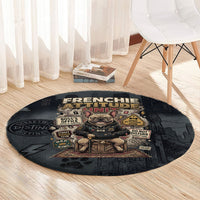 French Bulldog Tiny Body Major Attitude Round Carpet Urban Streetwear Cool Frenchie Mascot Art