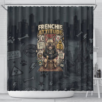 French Bulldog Tiny Body Major Attitude Shower Curtain Urban Streetwear Cool Frenchie Mascot Art
