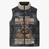 French Bulldog Tiny Body Major Attitude Sleeveless Puffer Jacket Urban Streetwear Cool Frenchie Mascot Art