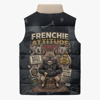 French Bulldog Tiny Body Major Attitude Sleeveless Puffer Jacket Urban Streetwear Cool Frenchie Mascot Art