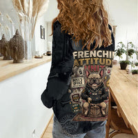 French Bulldog Tiny Body Major Attitude Women Casual Shirt Urban Streetwear Cool Frenchie Mascot Art