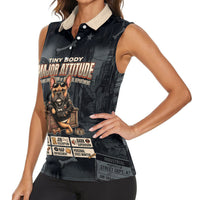 French Bulldog Tiny Body Major Attitude Women Sleeveless Polo Shirt Urban Streetwear Cool Frenchie Mascot Art