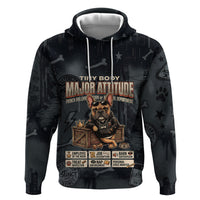 French Bulldog Tiny Body Major Attitude Zip Hoodie Urban Streetwear Cool Frenchie Mascot Art