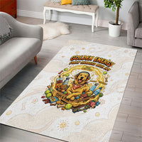 Powered By Golden Energy Area Rug Golden Retriever In Toy Retro Comic Crate Art