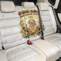 Powered By Golden Energy Back Car Seat Cover Golden Retriever In Toy Retro Comic Crate Art