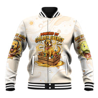 Powered By Golden Energy Baseball Jacket Golden Retriever In Toy Retro Comic Crate Art
