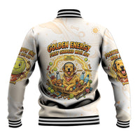 Powered By Golden Energy Baseball Jacket Golden Retriever In Toy Retro Comic Crate Art
