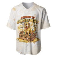 Powered By Golden Energy Baseball Jersey Golden Retriever In Toy Retro Comic Crate Art