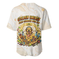 Powered By Golden Energy Baseball Jersey Golden Retriever In Toy Retro Comic Crate Art