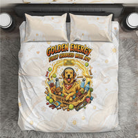 Powered By Golden Energy Bedding Set Golden Retriever In Toy Retro Comic Crate Art