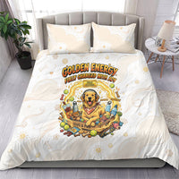 Powered By Golden Energy Bedding Set Golden Retriever In Toy Retro Comic Crate Art