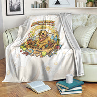 Powered By Golden Energy Blanket Golden Retriever In Toy Retro Comic Crate Art