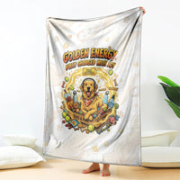 Powered By Golden Energy Blanket Golden Retriever In Toy Retro Comic Crate Art