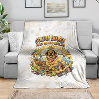 Powered By Golden Energy Blanket Golden Retriever In Toy Retro Comic Crate Art