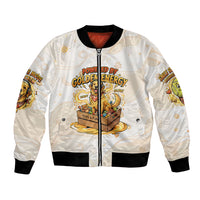 Powered By Golden Energy Bomber Jacket Golden Retriever In Toy Retro Comic Crate Art