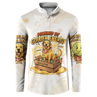 Powered By Golden Energy Button Sweatshirt Golden Retriever In Toy Retro Comic Crate Art