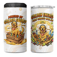 Powered By Golden Energy 4 in 1 Can Cooler Tumbler Golden Retriever In Toy Retro Comic Crate Art