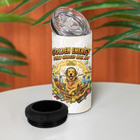 Powered By Golden Energy 4 in 1 Can Cooler Tumbler Golden Retriever In Toy Retro Comic Crate Art