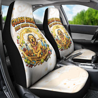 Powered By Golden Energy Car Seat Cover Golden Retriever In Toy Retro Comic Crate Art
