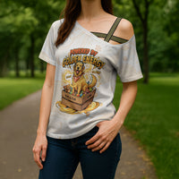 Powered By Golden Energy Cross Shoulder Shirt Golden Retriever In Toy Retro Comic Crate Art